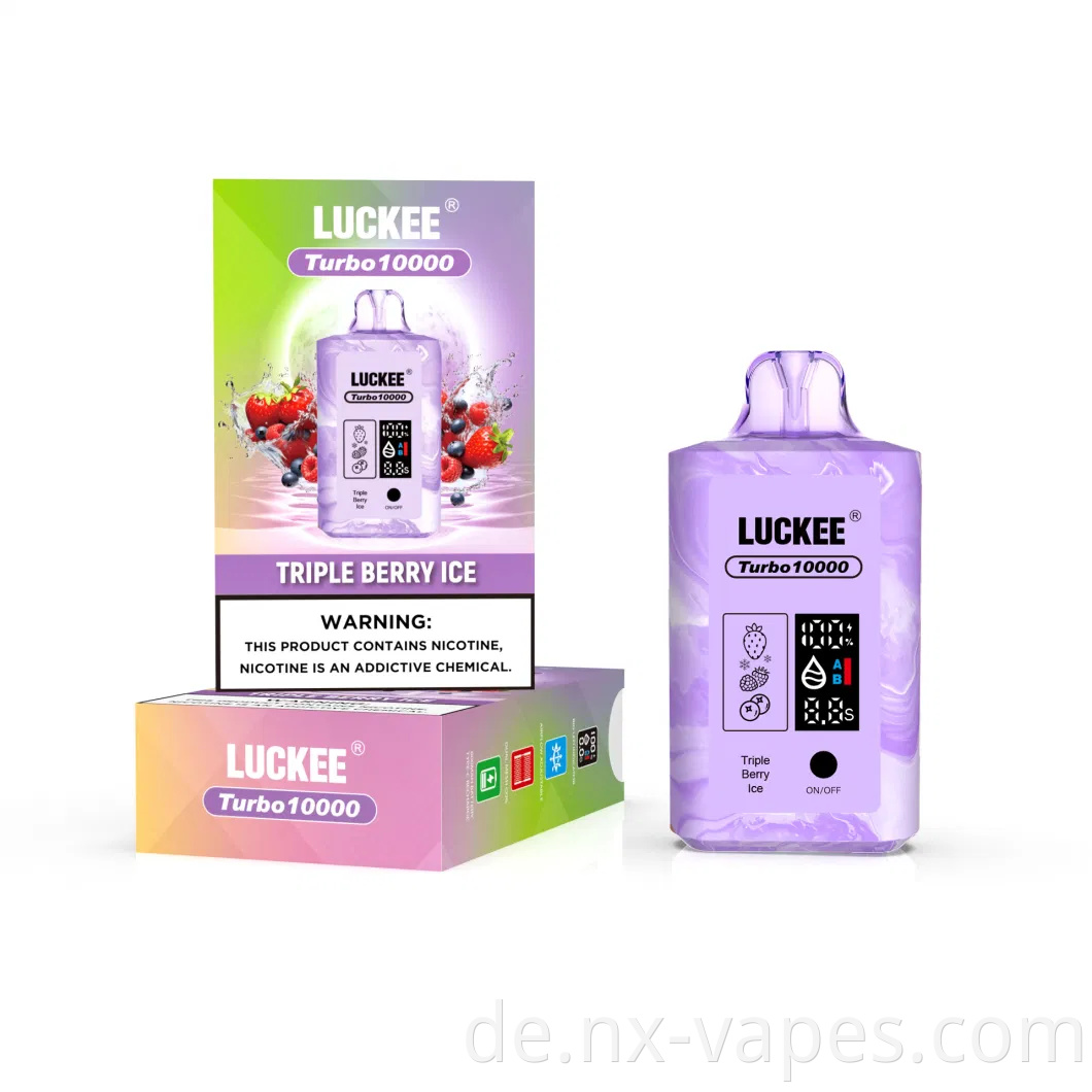 Luckee Turbo 10000Puffs Vapes Mesh Spulenluftstrom einstellbar eindimensionierbar wiederaufladbar Vape